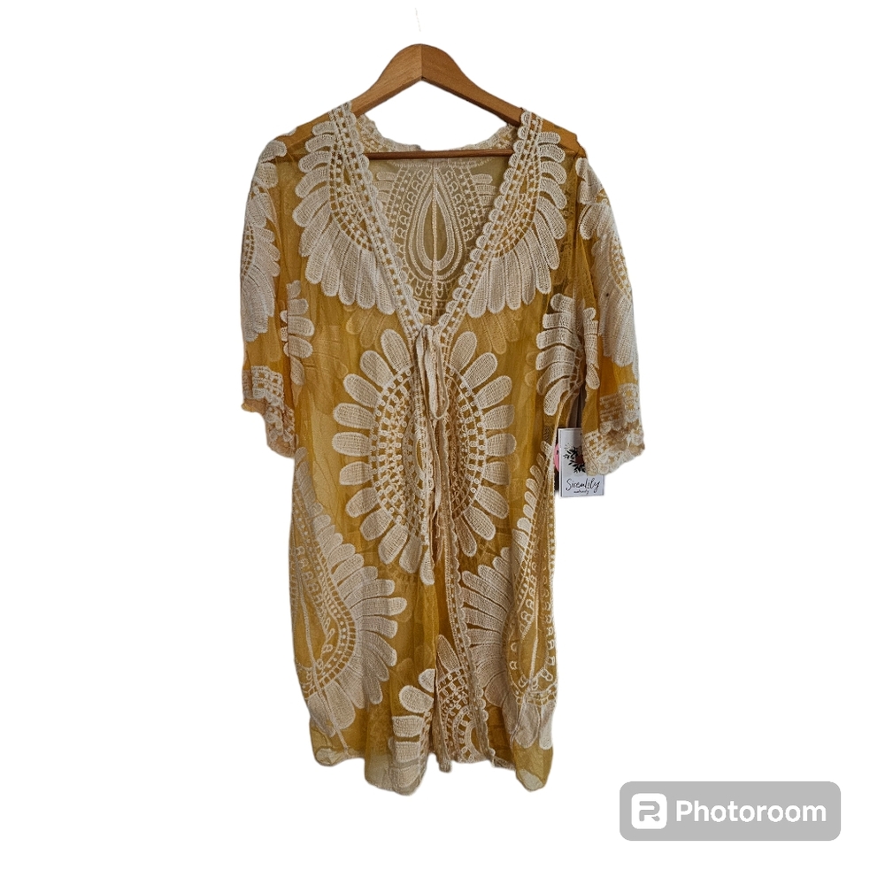 Maternity Boho Yellow Bathing Suit Cover-up Size S